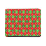 Red And Green Argyle Pattern Print Bifold Wallet