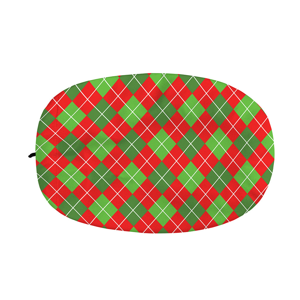 Red And Green Argyle Pattern Print Car Side Mirror Covers
