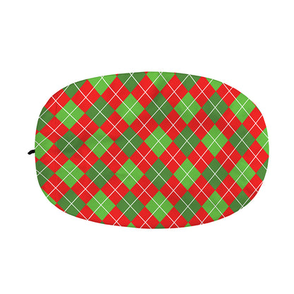 Red And Green Argyle Pattern Print Car Side Mirror Covers
