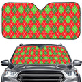 Red And Green Argyle Pattern Print Car Windshield Sun Shade