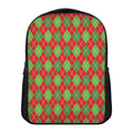 Red And Green Argyle Pattern Print Casual Backpack