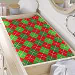 Red And Green Argyle Pattern Print Changing Pad Cover