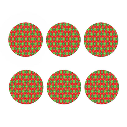 Red And Green Argyle Pattern Print Coaster Set