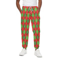 Red And Green Argyle Pattern Print Cotton Sweatpants