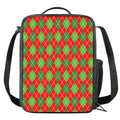 Red And Green Argyle Pattern Print Crossbody Lunch Bag