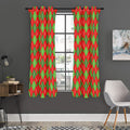 Red And Green Argyle Pattern Print Grommet Curtain Panels