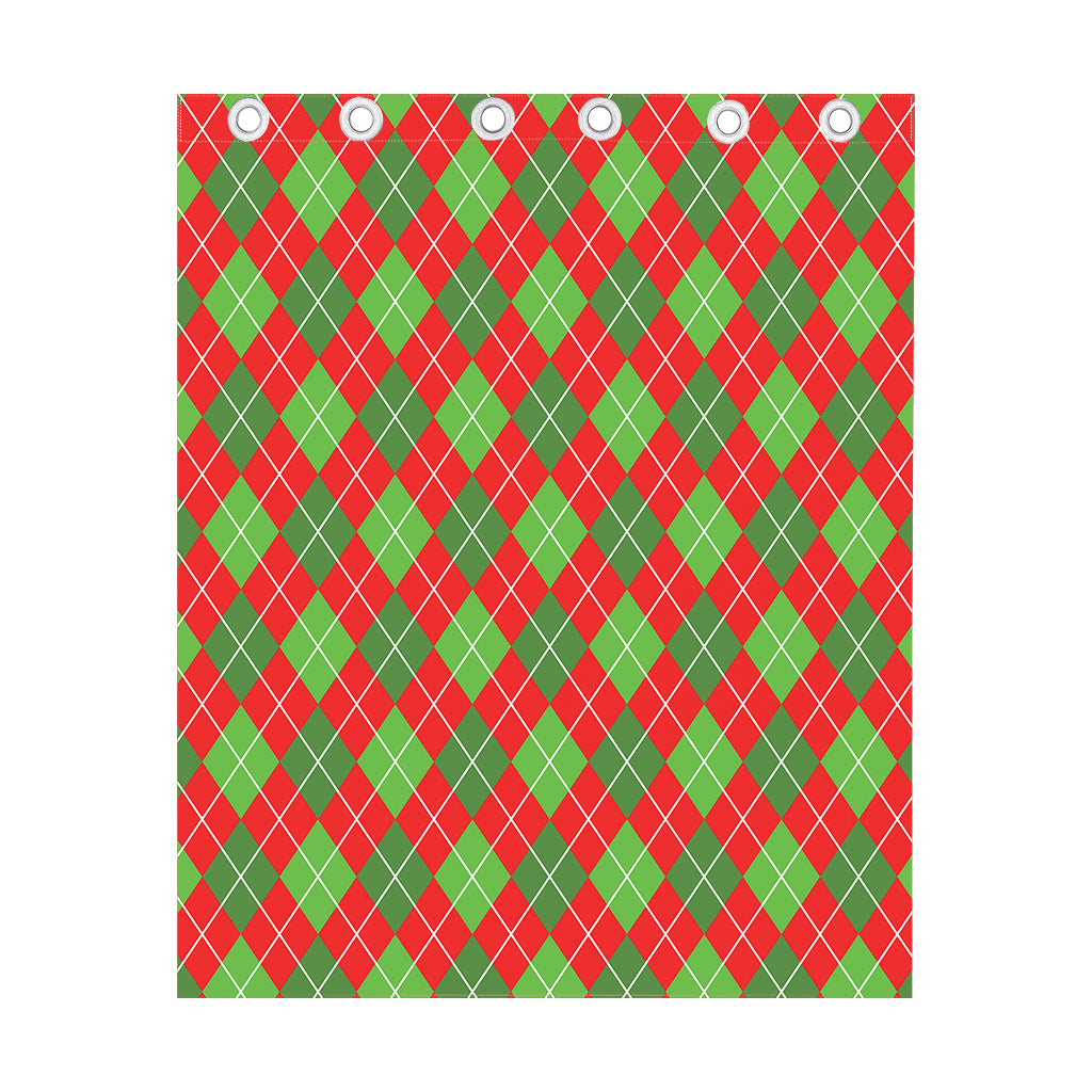 Red And Green Argyle Pattern Print Curtain