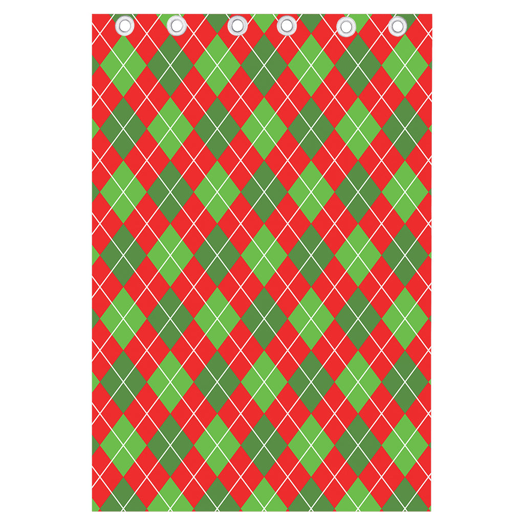Red And Green Argyle Pattern Print Curtain