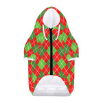 Red And Green Argyle Pattern Print Dog Zip Up Hoodie