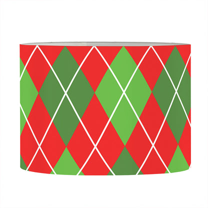 Red And Green Argyle Pattern Print Drum Lamp Shade