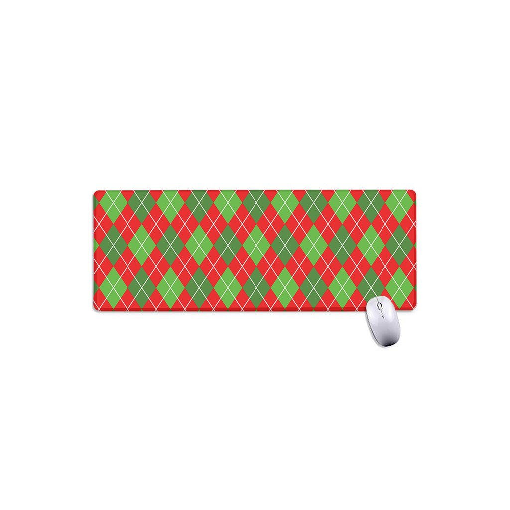 Red And Green Argyle Pattern Print Extended Mouse Pad