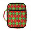 Red And Green Argyle Pattern Print Front Pocket Bible Bag