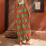 Red And Green Argyle Pattern Print Harem Pants