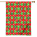 Red And Green Argyle Pattern Print House Flag