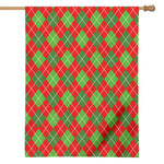 Red And Green Argyle Pattern Print House Flag