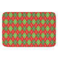 Red And Green Argyle Pattern Print Indoor Door Mat