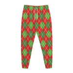 Red And Green Argyle Pattern Print Jogger Pants