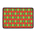 Red And Green Argyle Pattern Print Kitchen Mat