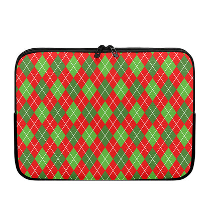 Red And Green Argyle Pattern Print Laptop Sleeve