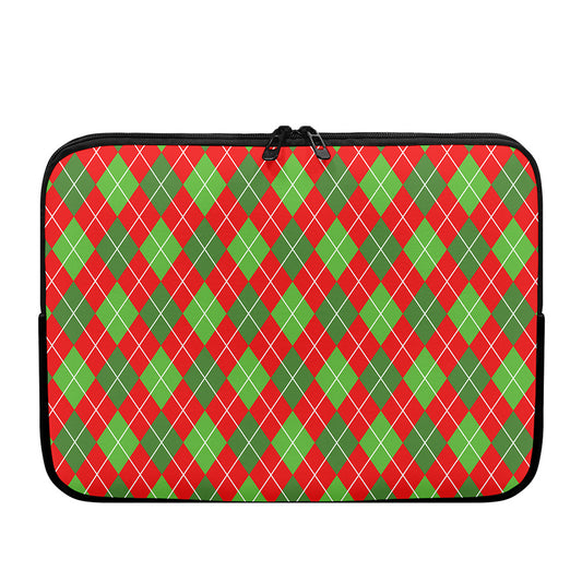 Red And Green Argyle Pattern Print Laptop Sleeve