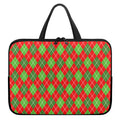 Red And Green Argyle Pattern Print Laptop Sleeve With Handle