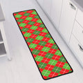 Red And Green Argyle Pattern Print Long Kitchen Mat