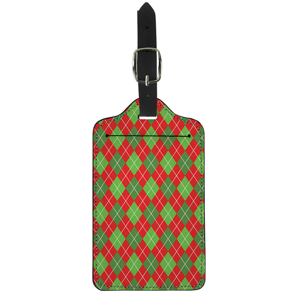 Red And Green Argyle Pattern Print Luggage Tag