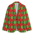 Red And Green Argyle Pattern Print Men's Blazer