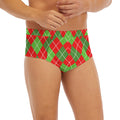 Red And Green Argyle Pattern Print Men's Briefs