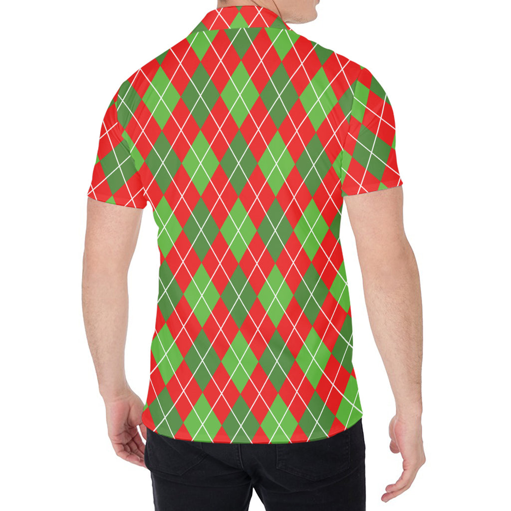 Red And Green Argyle Pattern Print Men's Shirt