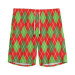 Red And Green Argyle Pattern Print Men's Sports Shorts