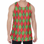 Red And Green Argyle Pattern Print Men's Velvet Tank Top
