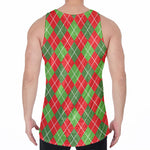 Red And Green Argyle Pattern Print Men's Velvet Tank Top