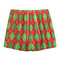Red And Green Argyle Pattern Print Mesh Shorts