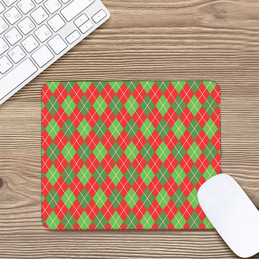 Red And Green Argyle Pattern Print Mouse Pad