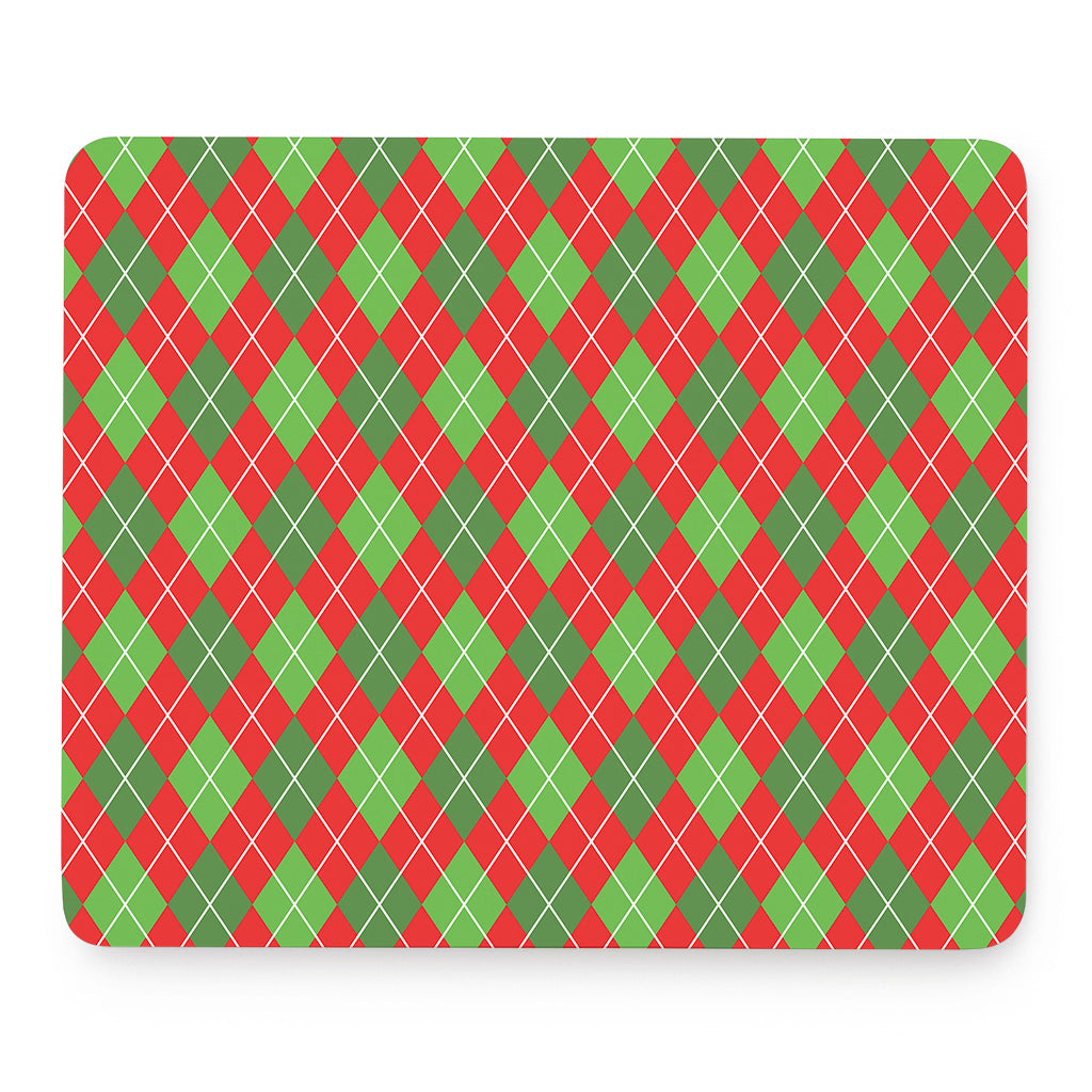 Red And Green Argyle Pattern Print Mouse Pad