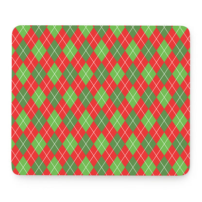 Red And Green Argyle Pattern Print Mouse Pad