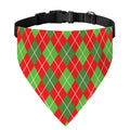 Red And Green Argyle Pattern Print Over The Collar Dog Bandana