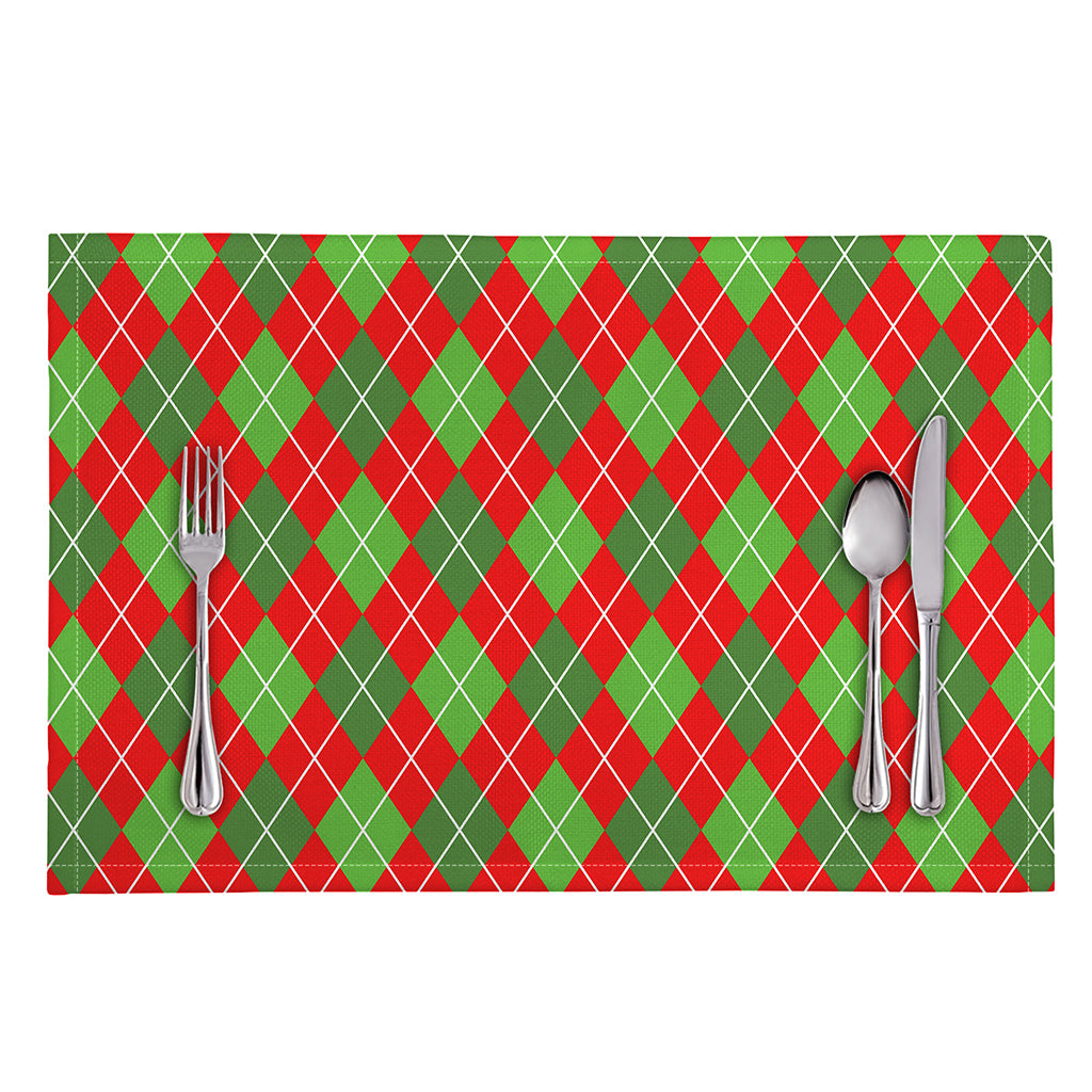 Red And Green Argyle Pattern Print Placemat