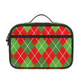 Red And Green Argyle Pattern Print Portable Lunch Bag