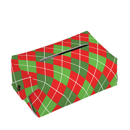 Red And Green Argyle Pattern Print Rectangle Tissue Box Cover