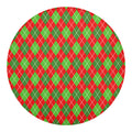 Red And Green Argyle Pattern Print Round Blanket