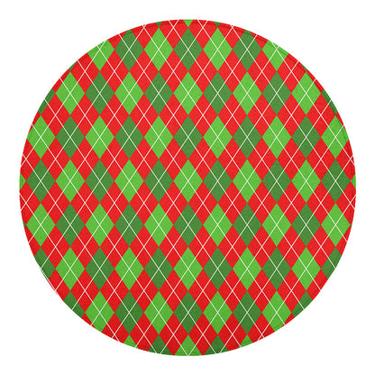 Red And Green Argyle Pattern Print Round Blanket