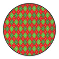 Red And Green Argyle Pattern Print Round Floor Mat