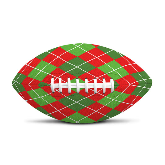 Red And Green Argyle Pattern Print Rugby Ball