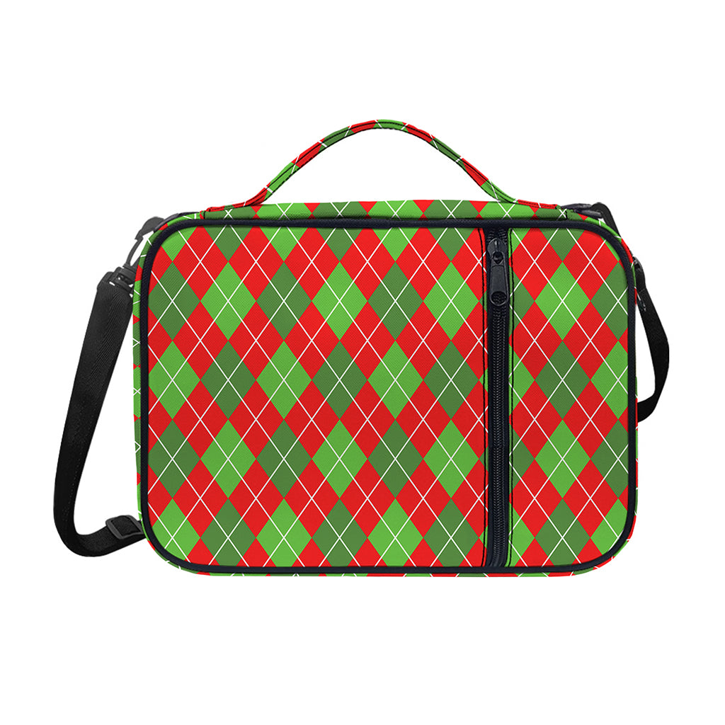 Red And Green Argyle Pattern Print Shoulder Strap Bible Bag