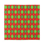 Red And Green Argyle Pattern Print Silk Bandana