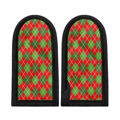 Red And Green Argyle Pattern Print Skillet Handle Cover