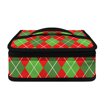 Red And Green Argyle Pattern Print Small Lunch Bag