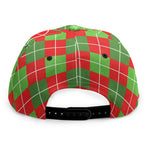 Red And Green Argyle Pattern Print Snapback Cap